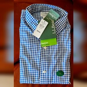 L.L. Bean Men's Blue Checkered Shirt NWT. Size L